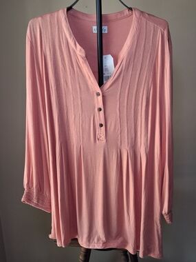 Wonderly Women's NWT Peach Henley Tunic Top; Size XXL